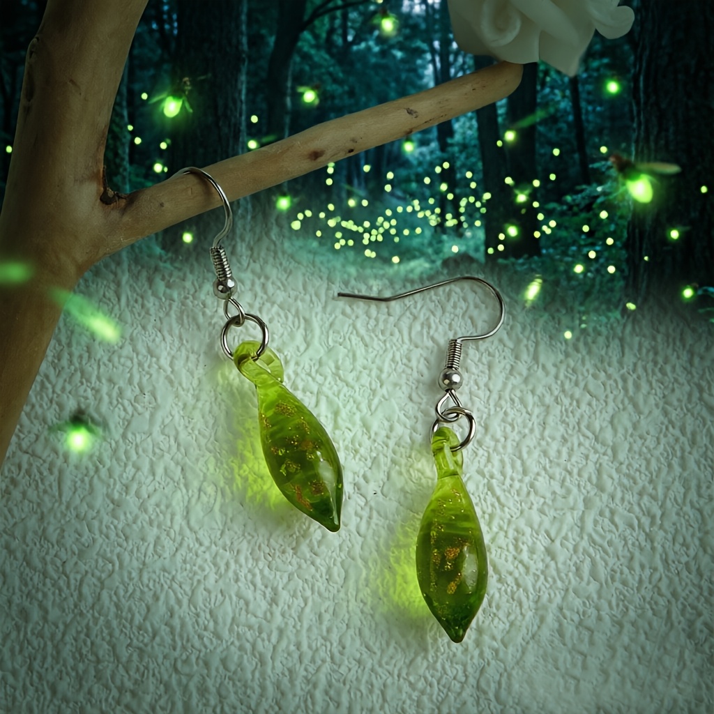 Women's Unique Teardrop Glass Pendant Earrings, Handmade